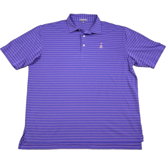 Peter Millar Polo Shirt Men XL Purple Striped Summer Comfort Crown Performance - Picture 2 of 10